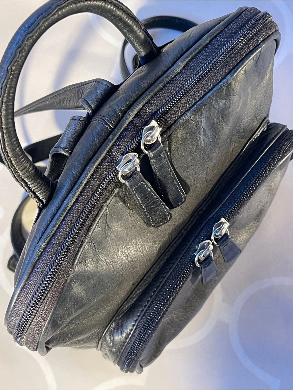 Osgoode Marley Soft Black Leather Organizer Backpack RFID Travel Work Purse